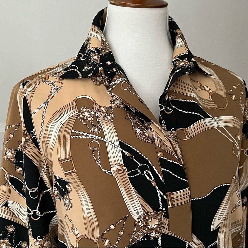 Vintage Medium Set Petite Skirt Top MP Pleated Classic Equestrian Chain Print